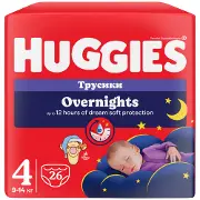 Подгузники-трусики для детей HUGGIES (Хаггис) Pants (Пентс) Overnights 4 от 9 до 14 кг 26 шт
