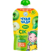Сік дитячий ЧУДО-ЧАДО яблучний з 4 місяців освітлений без цукру 130 мл