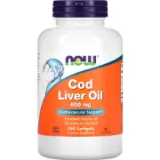 Риб'ячий жир з печінки тріски NOW (Нау) Cod Liver Oil 650 мг капсули флакон 250 шт