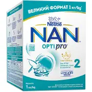 Суміш молочна дитяча NESTLE (Нестле) Нан 2 Optipro (Оптіпро) з олігосахаридом 2?FL для дітей від 6 місяців 1000 г NEW
