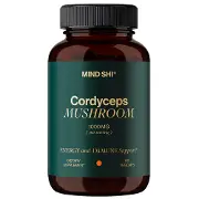 Кордицепс MIND SHI (Майн Ші) Cordyceps Mushroom 1000 мг капсули для підтримки імунної системи, підвищення витривалості флакон 60 шт