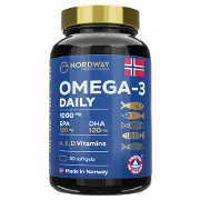 Омега-3 Дейлі Nordway Daily Omega-3 (Нордвей) капсули 1000 мг загальнозміцнюючої дії флакон 90 шт