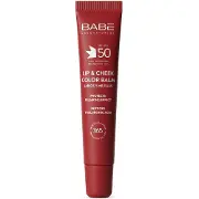 Бальзам-тінт для губ та щік BABE LABORATORIOS (Бабе Лабораторіос) Sun Protection сонцезахисний з гіалуроновою кислотою та пептидами cherry SPF 50 20мл
