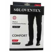 Панчохи компресійні SOLOVENTEX (Соловентекс) модель 420-231 з відкритим носком чоловічі 2 клас компресії (23-32 мм рт.ст) чорні розмір L високі