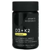 Вітамін D3 + К2 SPORTS RESEARCH (Спортс Ресеарч) Vitamin D3+K2 (Plant Based) 5000IU/100mcg капсули флакон 60 шт