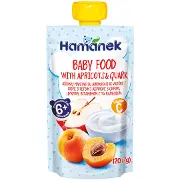 Пюре Hamanek яблуко, абрикос з сиром  120 г (пауч)