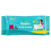 Серветки вологі Pampers дитячі Fresh Clean №80 ПрепакКороб