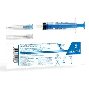ШПРИЦ 5 МЛ 3-Х КОМПОНЕНТНЫЙ LC LASER CARE LUER SLIP С 2-МЯ ИГЛАМИ 23G(0,6Х30ММ)И 22G(0,7Х40ММ) №1