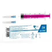 ШПРИЦ 20 МЛ 3-Х КОМПОНЕНТНЫЙ LC LASER CARE LUER SLIP С 2-МЯ ИГЛАМИ 23G(0,6Х30ММ) И 21G(0,8Х40ММ) №1