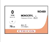 Монокрил 0 колюча-рижуча Таперкат 36мм 1/2 кола фиолетовый 70см W3489