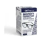 Салфетки влажные ОК Фарма д/очищ окулярив и оптики 12см*15см №50