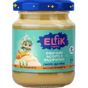 Пюре овочево-м'ясне дитяче ELFIK MAGIC (Ельфік меджик) Овочеве асорті з індичкою з 6-ти місяців 100 г