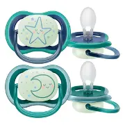 Пустышка ортодонтическая силиконовая ночная PHILIPS AVENT SCF 376/13 ULTRA AIR NIGHT 6-18 месяцев №2