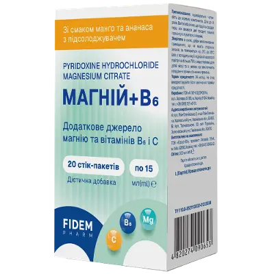 Магний+В6 15мл №20 стики, Фидем Фарм