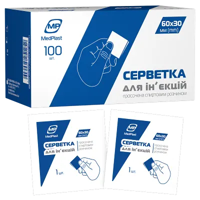 Салфетки спиртовые MP 6смх3см №100, MedPlast